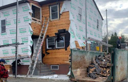 during renovation of right at home of essex county office building outside