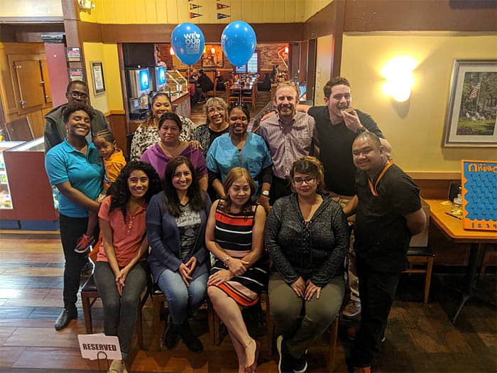 Group Photo at Caregiver Appreciation Party at Shakey's in Burbank, CA