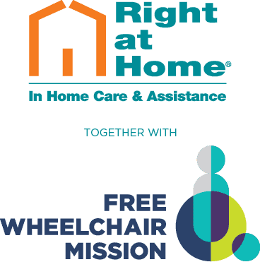 Right at Home and Free Wheelchair Mission logos