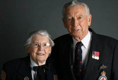 Senior Veteran Couple in Dress Uniforms