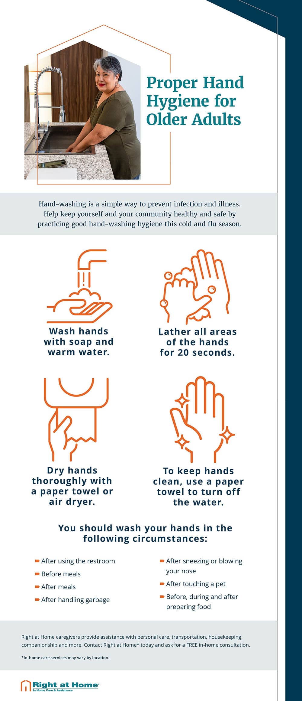 proper hand hygiene for older adults - infographic image