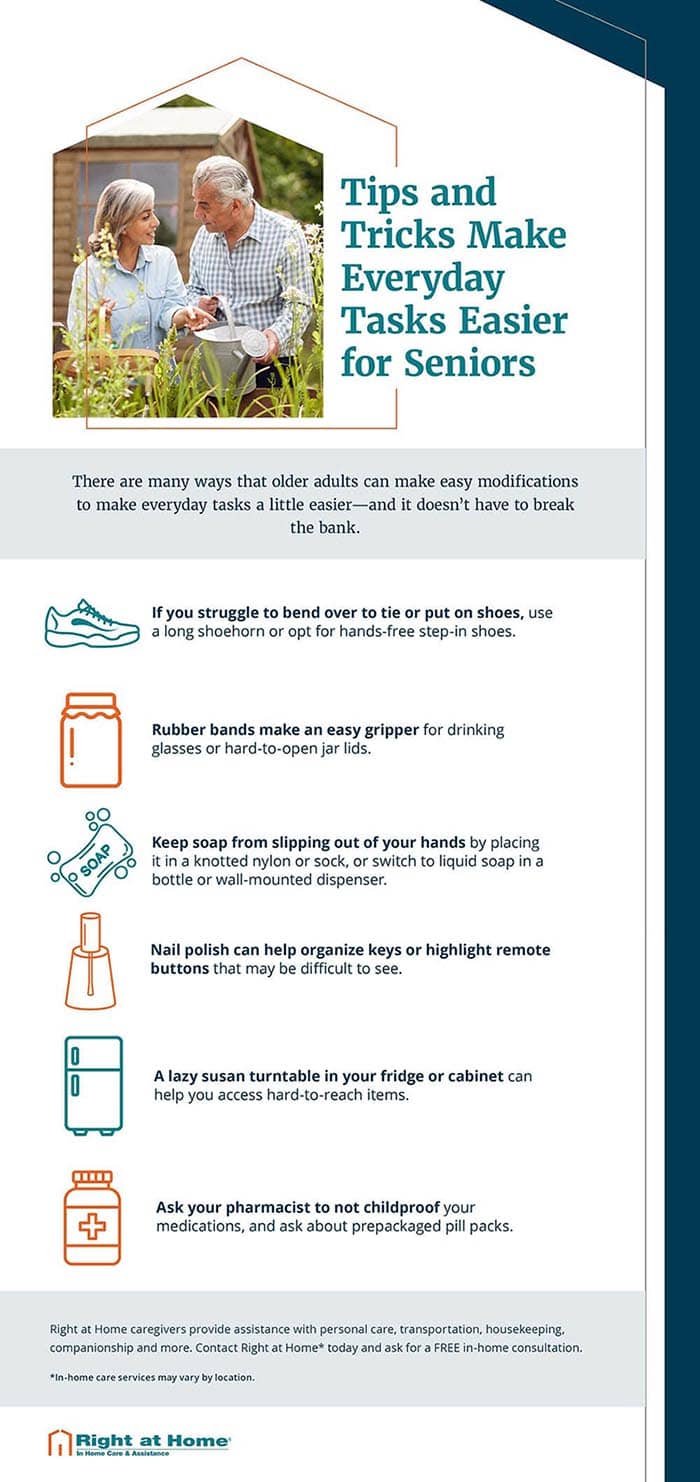 tips and tricks to make everyday tasks easier for seniors infographic